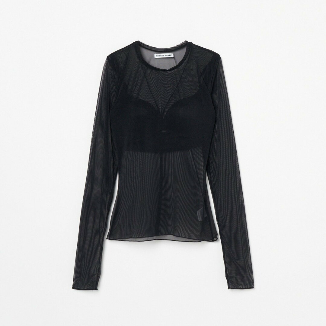 【SALE/30%OFF】NICENICE MOMENT MESH LONGSLEEVE SHELL エリオポール トップス カットソー・Tシャツ ブラック ベージュ【送料無料】 - メイン画像 2