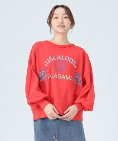 BEAMS HEART WOMEN リメイク風 プリント プルオーバー ビームス ハート トップス スウェット・トレーナー グレー レッド【送料無料】