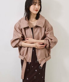 VIS フェイクレザースタンドブルゾン ビス ジャケット・アウター ブルゾン・ジャンパー ブラック ピンク【送料無料】