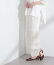 シアーチェックレースボーダーマキシスカート