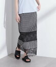 シアーチェックレースボーダーマキシスカート