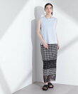 シアーチェックレースボーダーマキシスカート