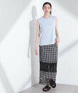 シアーチェックレースボーダーマキシスカート