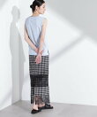 シアーチェックレースボーダーマキシスカート
