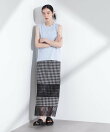 シアーチェックレースボーダーマキシスカート