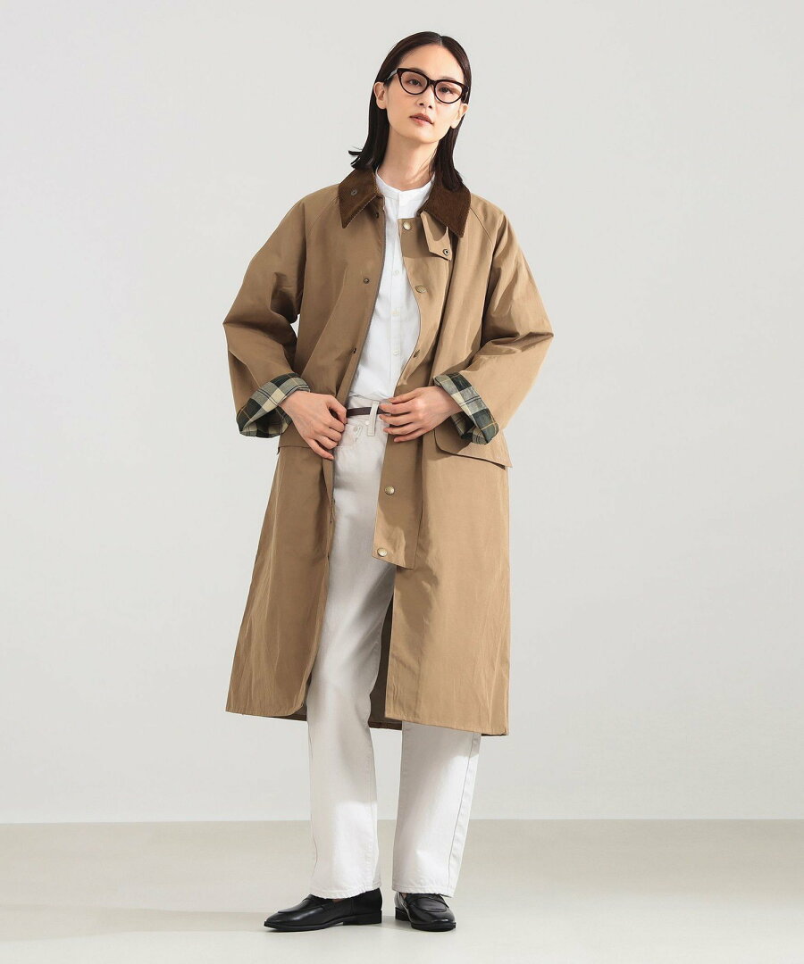 Demi-Luxe BEAMS 【別注】BARBOUR / BURGHLEY ロングコート 春アウター ライトコート デミルクス ビームス ジャケット・アウター ステンカラーコート ベージュ【送料無料】