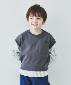 【SALE／30%OFF】THE SHOP TK 【110-150】シャツレイヤード風プルオーバー ザ ショップ ティーケー トップス カットソー・Tシャツ ホワイト グレー ブルー