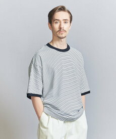 BEAUTY&YOUTH UNITED ARROWS ミジンボーダー リンガー Tシャツ ビューティー＆ユース　ユナイテッドアローズ トップス カットソー・Tシャツ グレー ホワイト ネイビー【送料無料】