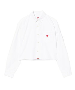 A BATHING APE EMBRO BADGE OXFORD CROPPED SHIRT �A �x�C�V���O �G�C�v �g�b�v�X �V���c�E�u���E�X �z���C�g�y���������z