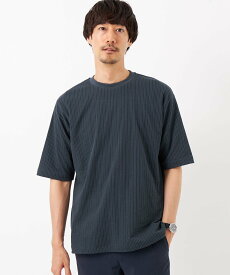 【SALE／30%OFF】UNITED ARROWS green label relaxing サッカー ストライプ クルーネック Tシャツ -吸水速乾- ユナイテッドアローズ アウトレット トップス カットソー・Tシャツ グレー ブルー ネイビー【送料無料】