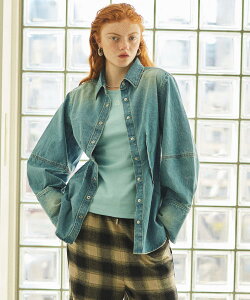 �ySALE�^40%OFF�zMAISON SPECIAL Waist Sharp Denim Shirt ���]���X�y�V���� �g�b�v�X �V���c�E�u���E�X �u���[ �u���b�N�y���������z