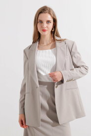 【SALE／50%OFF】PINKY&DIANNE ◆ストライプセットアップジャケット ピンキー アンド ダイアン ジャケット・アウター テーラードジャケット・ブレザー ベージュ グレー【送料無料】