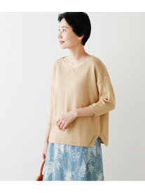 【SALE／60%OFF】NEWYORKER WOMEN リネンコットン天竺 Vネックニットプルオーバー ニューヨーカー トップス ニット ベージュ【送料無料】