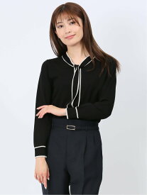 【SALE／23%OFF】m.f.editorial 配色ボウタイ ニットプルオーバー タカキュー トップス ニット ブラック ベージュ ネイビー