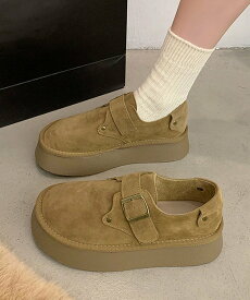 【SALE／30%OFF】miniministore モカシンシューズ 厚底スエード調パンプス ミニミニストア シューズ・靴 モカシン・デッキシューズ ブラウン カーキグリーン【送料無料】