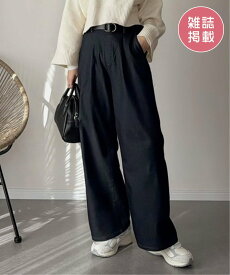 ikka 【雑誌InRed1月号掲載】あたたかボンディングワイドパンツ【親子コーデ】 イッカ パンツ その他のパンツ ブラック ベージュ ブルー【送料無料】