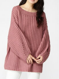 rienda Low Gauge Big Knit TOP リエンダ トップス ニット ブラウン ホワイト ピンク【送料無料】