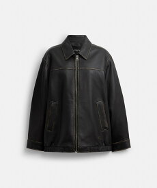 COACH OUTLET 【公式】ラブド オーバーサイズド レザー ジャケット コーチ　アウトレット ジャケット・アウター その他のジャケット・アウター ブラック【送料無料】