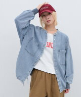 CIAOPANIC TYPY ∴柔らか袖リブデニムシャツ チャオパニックティピー トップス シャツ・ブラウス ブルー…
