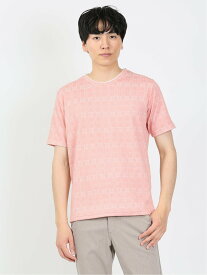 【SALE／21%OFF】m.f.editorial ふくれチェック クルーネック半袖Tシャツ タカキュー トップス カットソー・Tシャツ ピンク ブルー