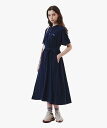 【SALE／30%OFF】LACOSTE インディゴ 鹿の子ポロドレス マキシ丈ワンピース フレア Iライン ラコステ ワンピース・ドレス シャツワンピース ネイビー ブルー【送料無料】
