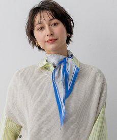23区 スタンプ柄 シルク ダイヤ スカーフ ニジュウサンク ファッション雑貨 スカーフ・バンダナ ブルー ブラック【送料無料】
