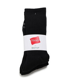 BIOTOP 【Hanes for BIOTOP】LOGO SOCKS 2P UNISEX アダムエロペ 靴下・レッグウェア 靴下 ブラック ホワイト