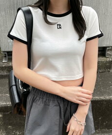 WEGO LADY'S ラインデザインちびT ウィゴー トップス カットソー・Tシャツ ホワイト ブラック