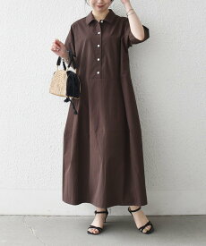 SHIPS any SHIPS any:＜洗濯機可能＞タイプライター ボリューム シャツ ワンピース 2 シップス ワンピース・ドレス シャツワンピース ブラウン イエロー ブラック【送料無料】