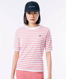 LACOSTE UVカット 吸水速乾 ウォッシャブル COOLMAX クールマックス ボーダーニット半袖Tシャツ ラコステ トップス ニット オレンジ グリーン ホワイト ブルー レッド【送料無料】