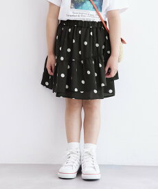 【SALE／16%OFF】ROPE' PICNIC KIDS 【KIDS】リンクコーデ/ドット柄アシメントリーフリルスカート ロペピクニック スカート その他のスカート ブラック ベージュ