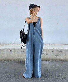 【SALE／46%OFF】La-gemme フロントジップサロペット ラジュール オールインワン・オーバーオール オーバーオール・サロペット グリーン ブラック ブルー ベージュ【送料無料】