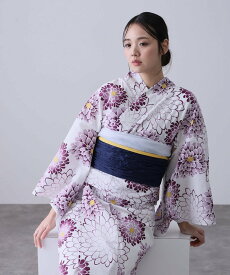 PourVous 浴衣セパレートレディース1人で着られる簡単二部式洗える選べる綿麻帯大人女性40代 プールヴー 着物・浴衣・和装小物 浴衣 ブルー パープル グリーン【送料無料】