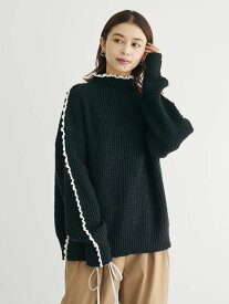 【SALE／69%OFF】Green Parks Petit Fleur ハイショクパイピングニット 23AW グリーンパークス トップス ニット ブラック ホワイト グレー