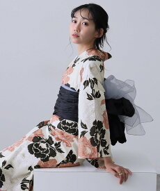 【SALE／20%OFF】PourVous 二部式浴衣レディース1人で着られる簡単セパレート洗える兵児帯大人女性40代選べる プールヴー 着物・浴衣・和装小物 浴衣 ネイビー ピンク ブルー ベージュ ブラウン【送料無料】