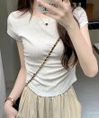 サイドギャザーtシャツ 半袖トップス夏服