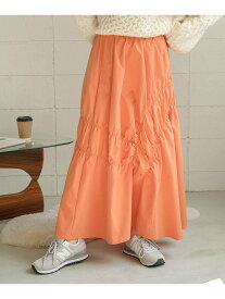 【SALE／60%OFF】Bab シャーリングタフタスカート ブージュルード スカート ロング・マキシスカート ベージュ ブラック オレンジ