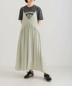 【SALE／50%OFF】URBAN RESEARCH Vネックギャザーキャミワンピース アーバンリサーチ ワンピース・ドレス ワンピース ブルー ブラック ブラウン【送料無料】