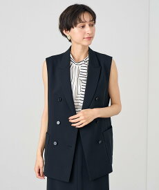 【SALE／30%OFF】ANAYI 【セットアップ対応商品】パウダリーピークドラペルダブルジレ アナイ トップス ベスト・ジレ ブルー ブラック【送料無料】