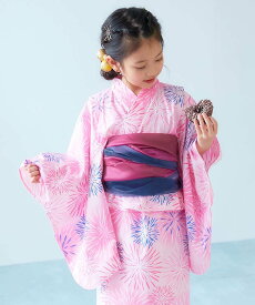 【SALE／9%OFF】devirock ワンピースにもなる セパレート浴衣 帯2本セット 浴衣 デビロック 着物・浴衣・和装小物 浴衣 ネイビー ブルー ピンク