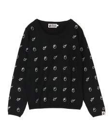 A BATHING APE CRYSTAL STONE BAPE KNIT SWEATER ア ベイシング エイプ トップス ニット ブラック ピンク【送料無料】
