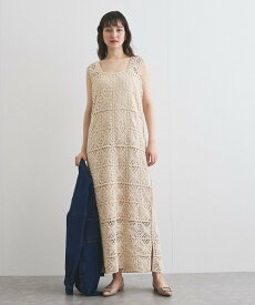 【SALE／20%OFF】VICKY クロシェロングワンピース≪手洗い可能≫ ビッキー ワンピース・ドレス ワンピース ブルー ホワイト【送料無料】