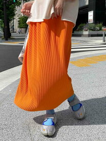 【SALE／55%OFF】CPCM プリーツナロースカート シーピーシーエム スカート ロング・マキシスカート オレンジ グリーン ピンク ブラック