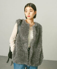 BAYFLOW [ショートとロングで選べる着丈]ファーベスト ベイフロー トップス ベスト・ジレ ブラウン グレー【送料無料】