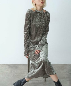 CODE A �yRe�zneck point velour dress �R�[�h�G�[ �����s�[�X�E�h���X ���̑��̃����s�[�X�E�h���X �u���b�N�y���������z