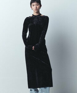 CODE A �yRe�zneck point velour dress �R�[�h�G�[ �����s�[�X�E�h���X ���̑��̃����s�[�X�E�h���X �u���b�N�y���������z