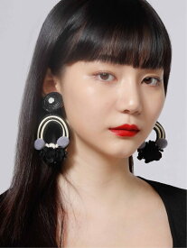 【SALE／50%OFF】KU-CROISSANT 【RUSH】ブラックフラワーイヤリング クークロワッサン アクセサリー・腕時計 イヤリング・イヤーカフ ブラック