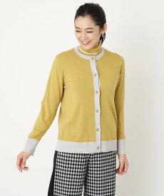 【SALE／50%OFF】GEORGES RECH [アンサンブル対応]ウォッシャブルウールニットカーディガン ジョルジュ・レッシュ トップス カーディガン イエロー グレー ブラック【送料無料】