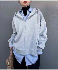 【SALE／50%OFF】Emma Taylor ダンボールフロント2wayフーディ- スタイルドア トップス パーカー・フーディー ブラック シルバー ピンク グレー ネイビー ブラウン ベージュ【送料無料】