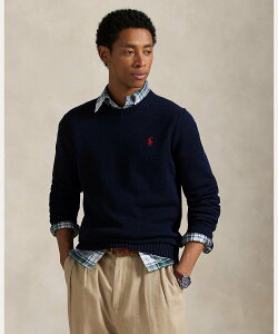 POLO RALPH LAUREN �R�b�g�� �N���[�l�b�N �Z�[�^�[ �����t���[���� �g�b�v�X �j�b�g �u���[�y���������z